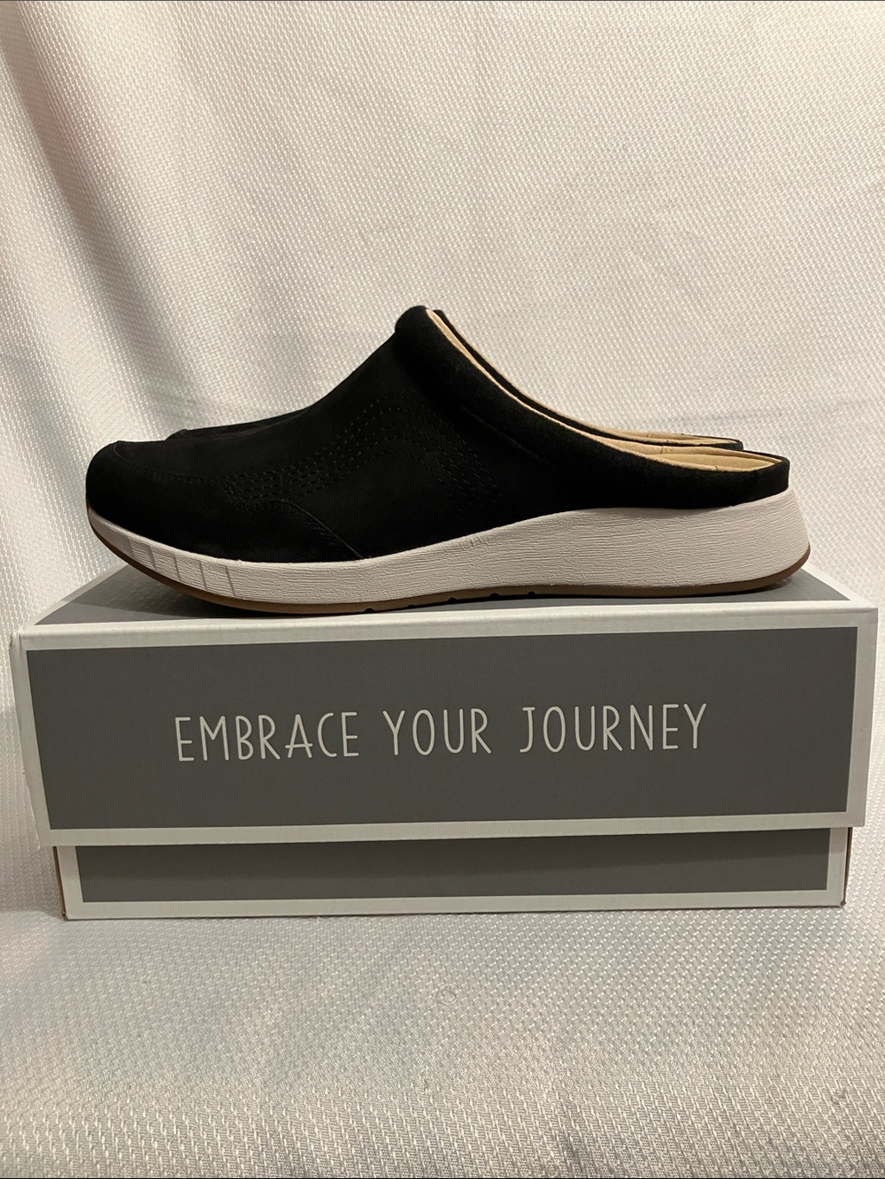 Dansko Black Slip-On Mule Clog with White Midsole